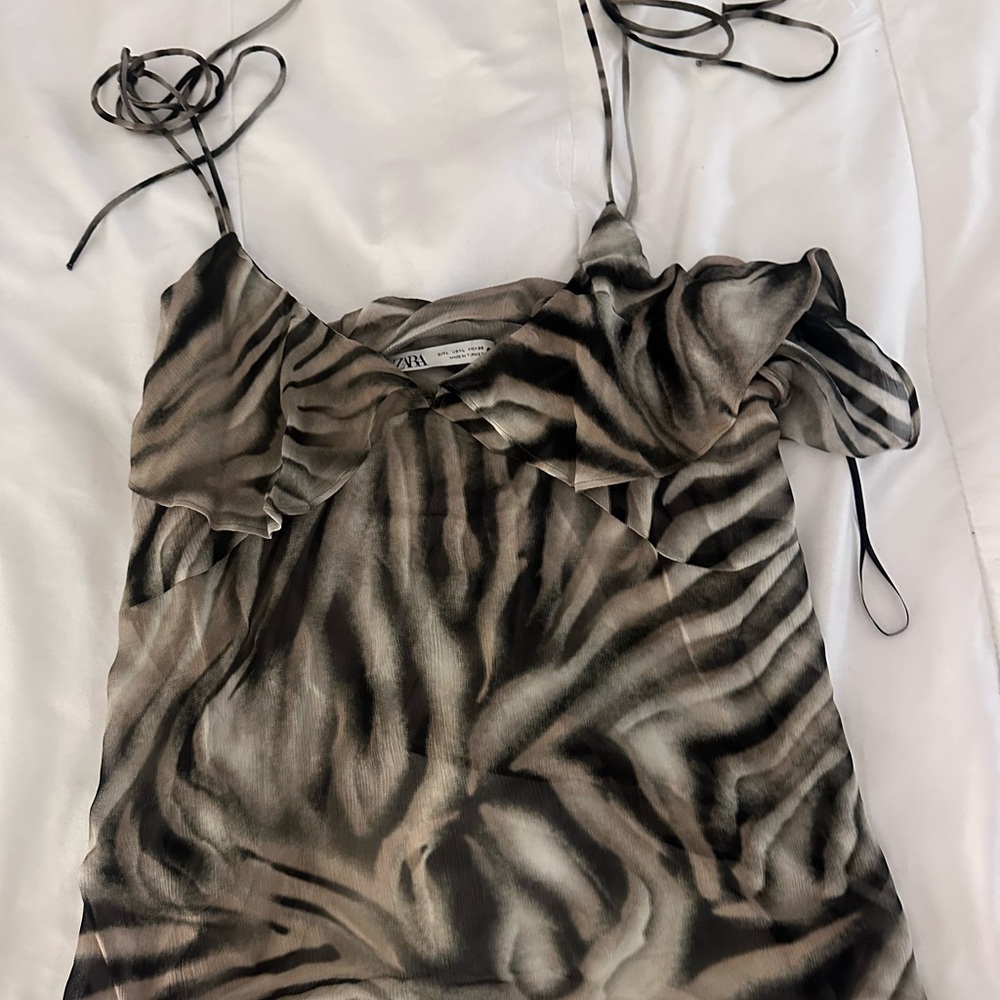 Zara Black and Gray Zebra Print Camisole